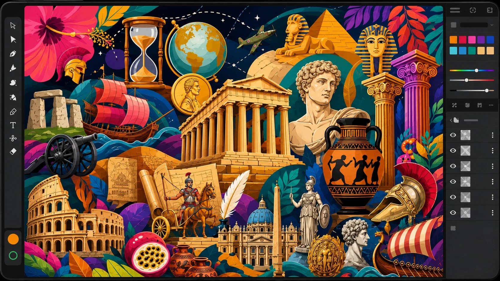 Social Science learning world with real-world history and geography visuals